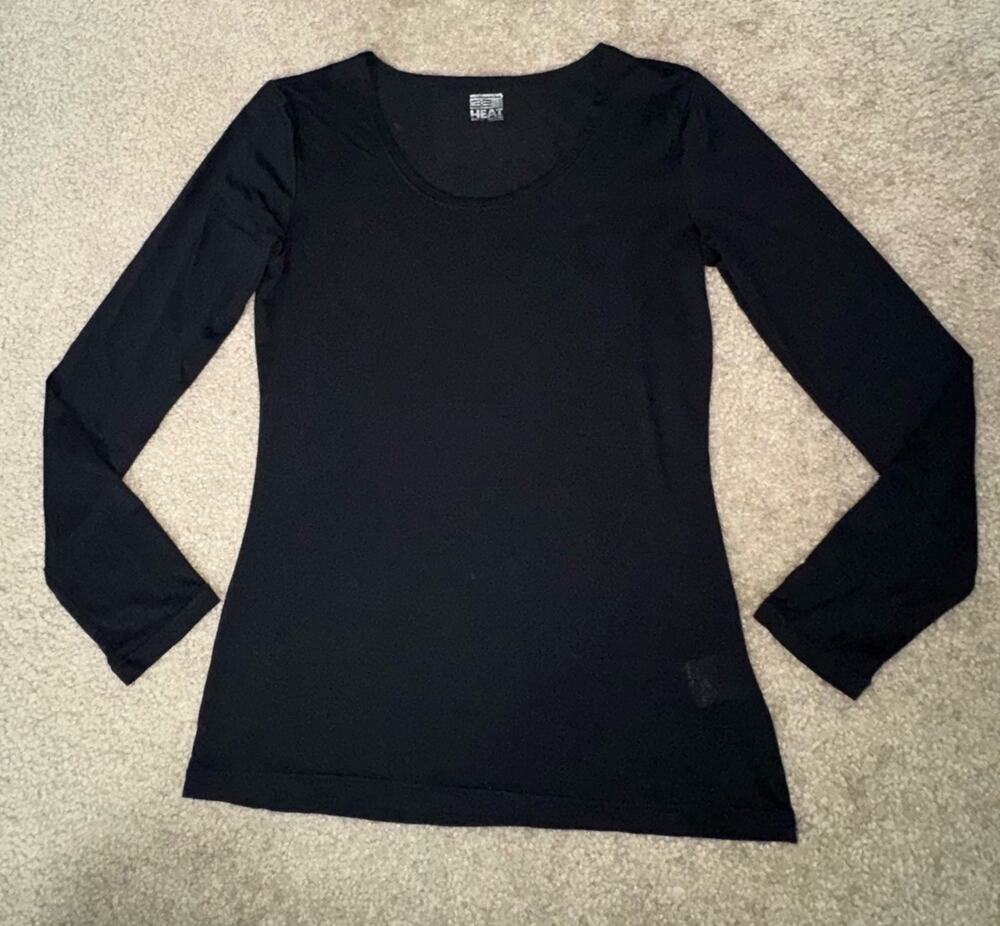 Weatherproof 32 Heat Womens Medium Black Long Sleeve Scoop Neck Thermal